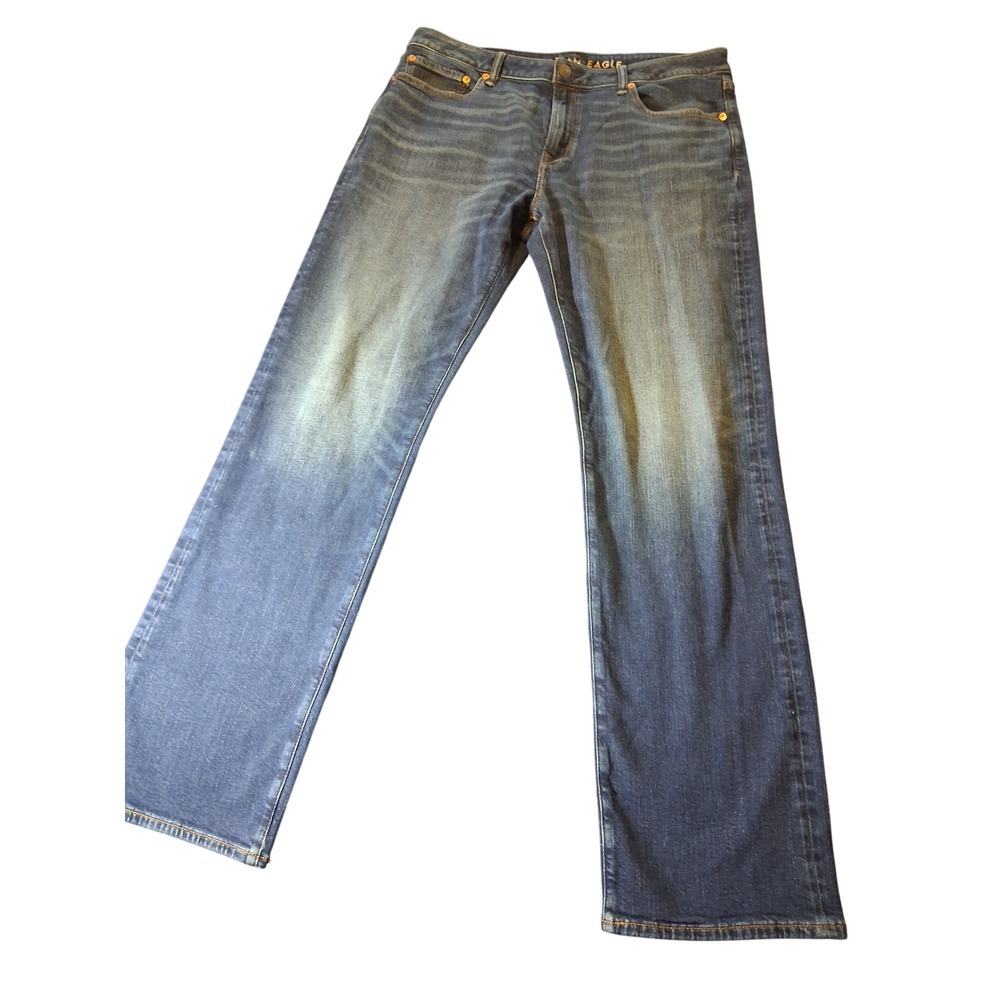 American Eagle Mens Original Bootcut Jeans Blue Stretch Denim 36x34
